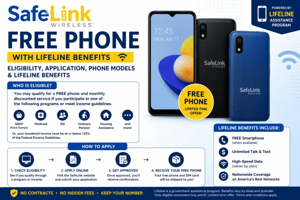 SafeLink Wireless Free Phone Eligibility, Application, Phone Models & Lifeline Benefits