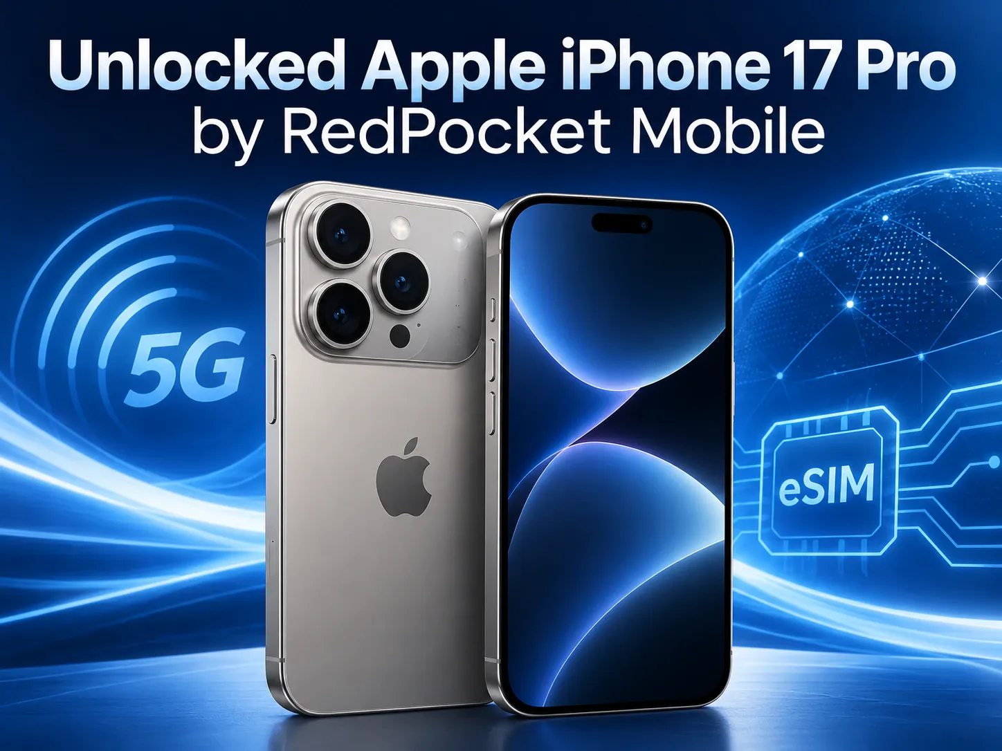 Unlocked Apple iPhone 17 Pro by RedPocket Mobile Deals Plans eSIM